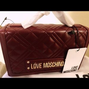 Love Moschino Wine Borsa Quilted Top Handle Purse